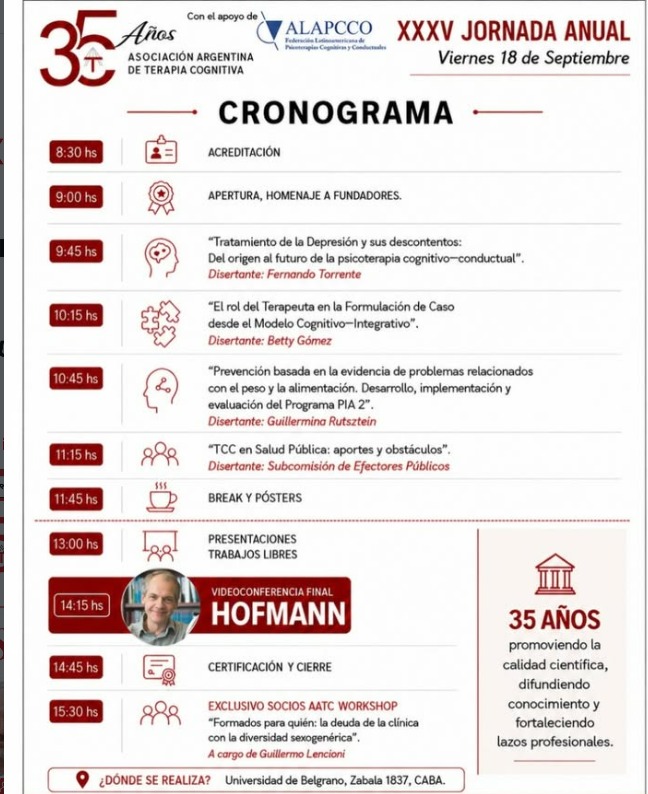 YA ESTÁ DISPONIBLE EL CRONOGRAMA COMPLETO DE LAS XXXV JORNADAS ANUALES DE LA AATC